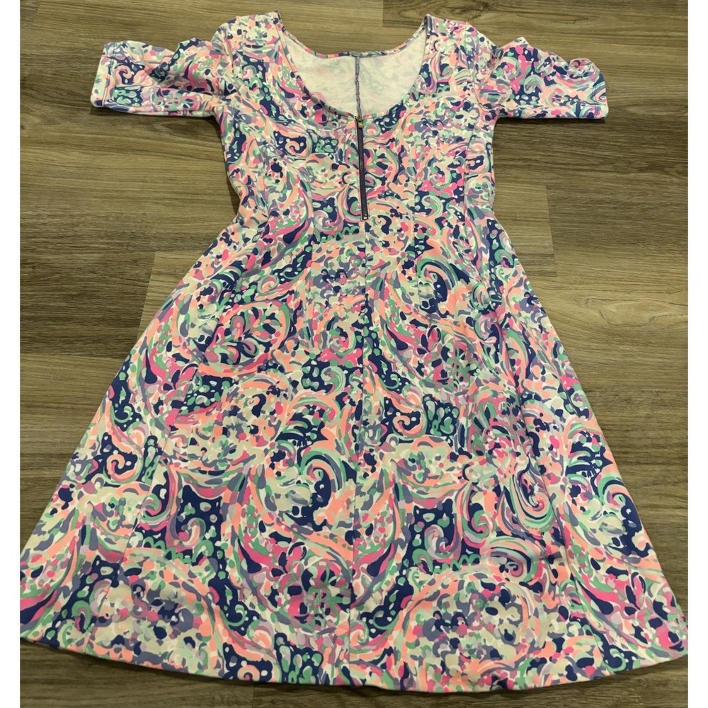Lilly Pulitzer Celia Terry Cloth Mini Dress Size Medium White Blue La Playa